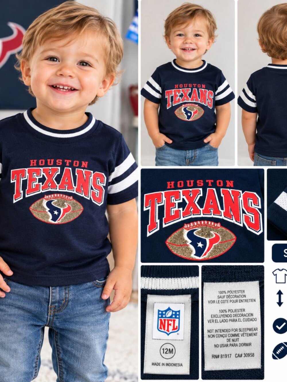 Houston Texans NFL Baby 12M Football Jersey Shirt